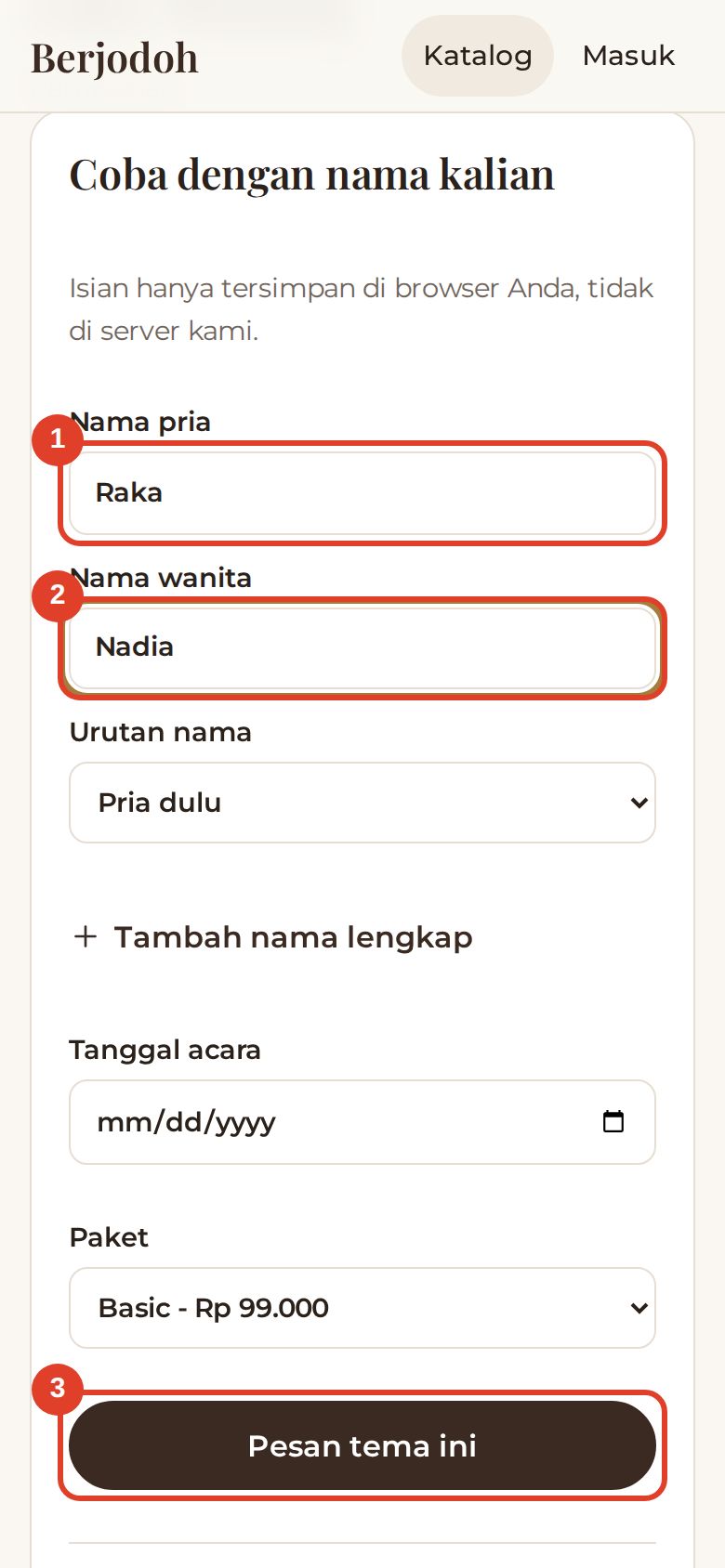 Coba dengan nama kalian