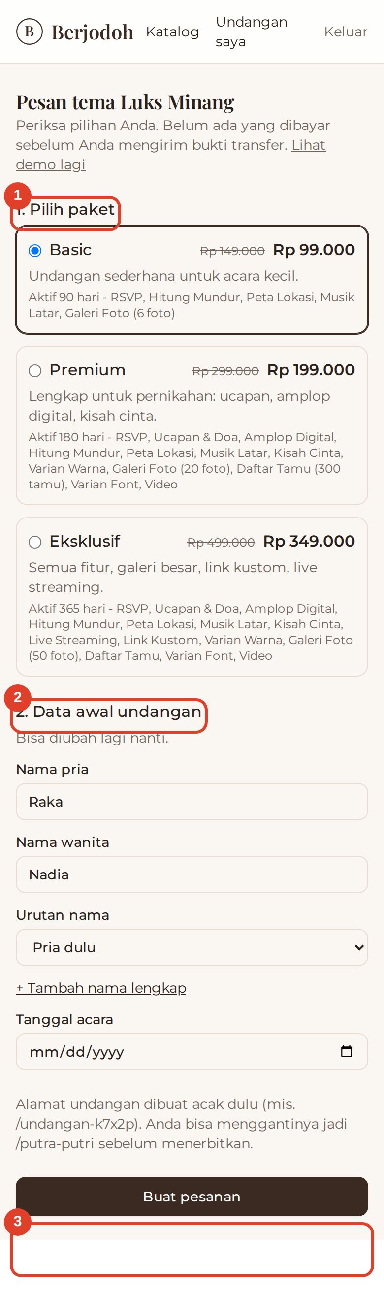 Formulir pesan