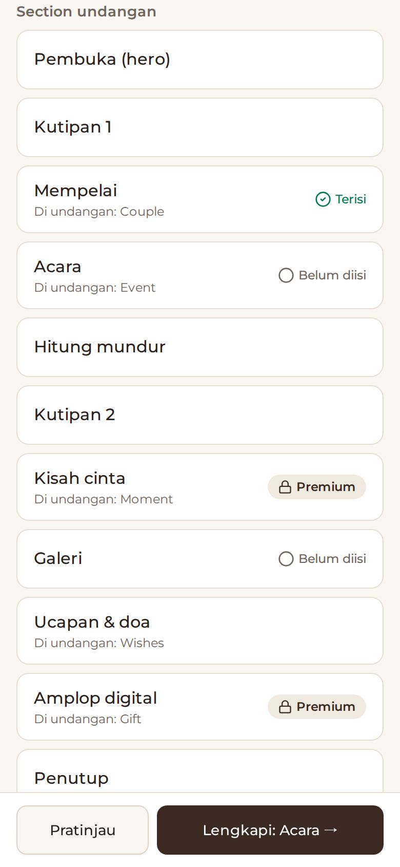 Daftar bagian undangan