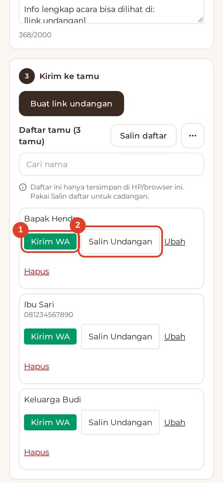 Kirim ke tamu